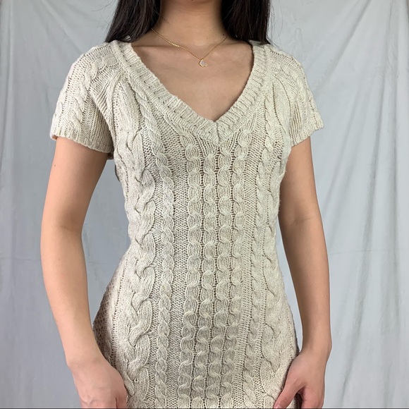 so medium beige cream knit sweater dress - Picture 6 of 14